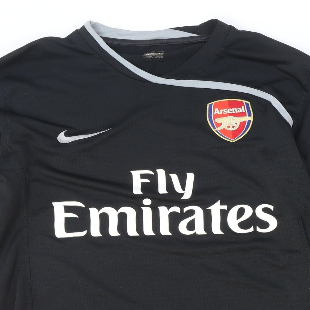 Nike Mens Black Polyester Basic T-Shirt Size L V-Neck Pullover - Arsenal FC