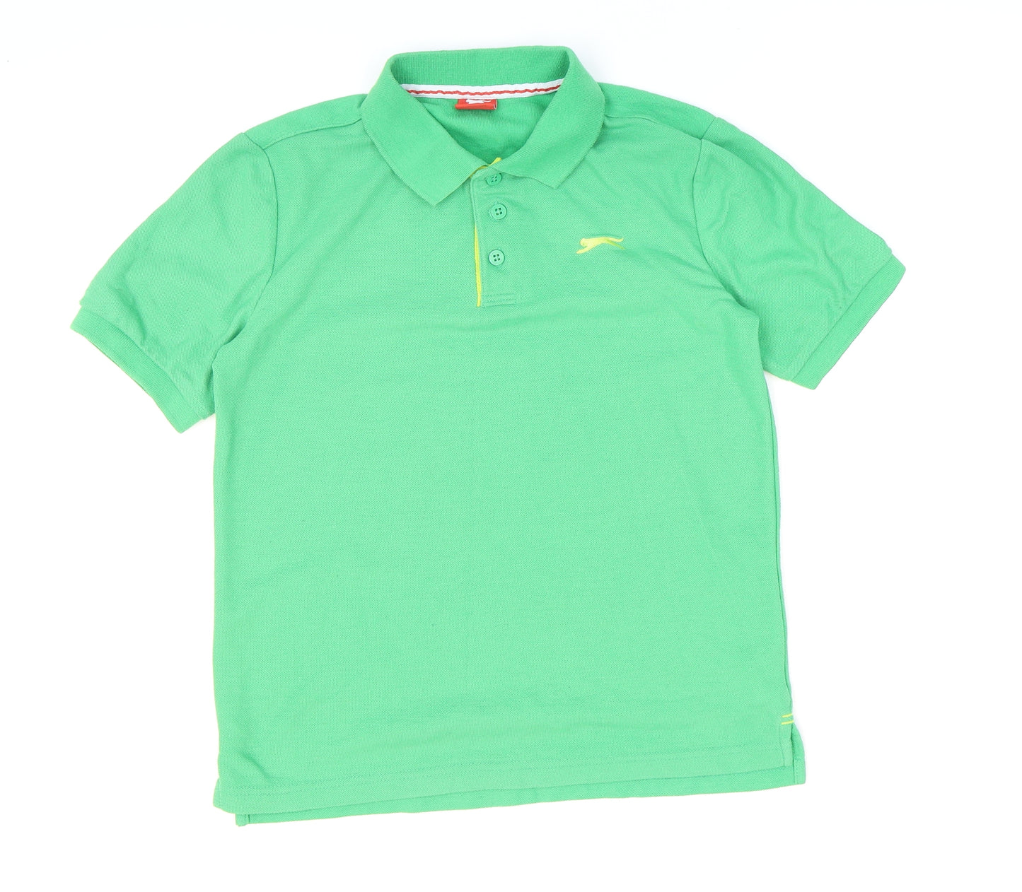 Slazenger Boys Green Polyester Basic Polo Size 13 Years Collared Button
