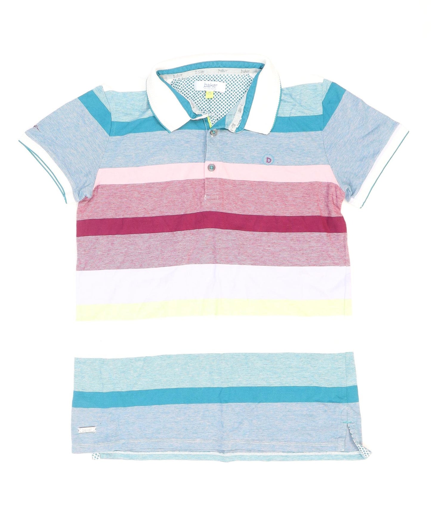 Ted Baker Boys Multicoloured Striped Cotton Pullover Polo Size 11-12 Years Collared Button