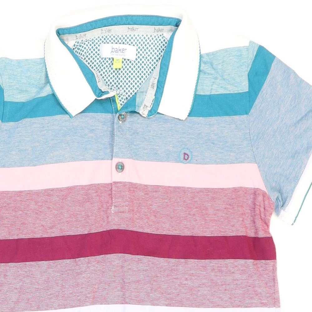 Ted Baker Boys Multicoloured Striped Cotton Pullover Polo Size 11-12 Years Collared Button