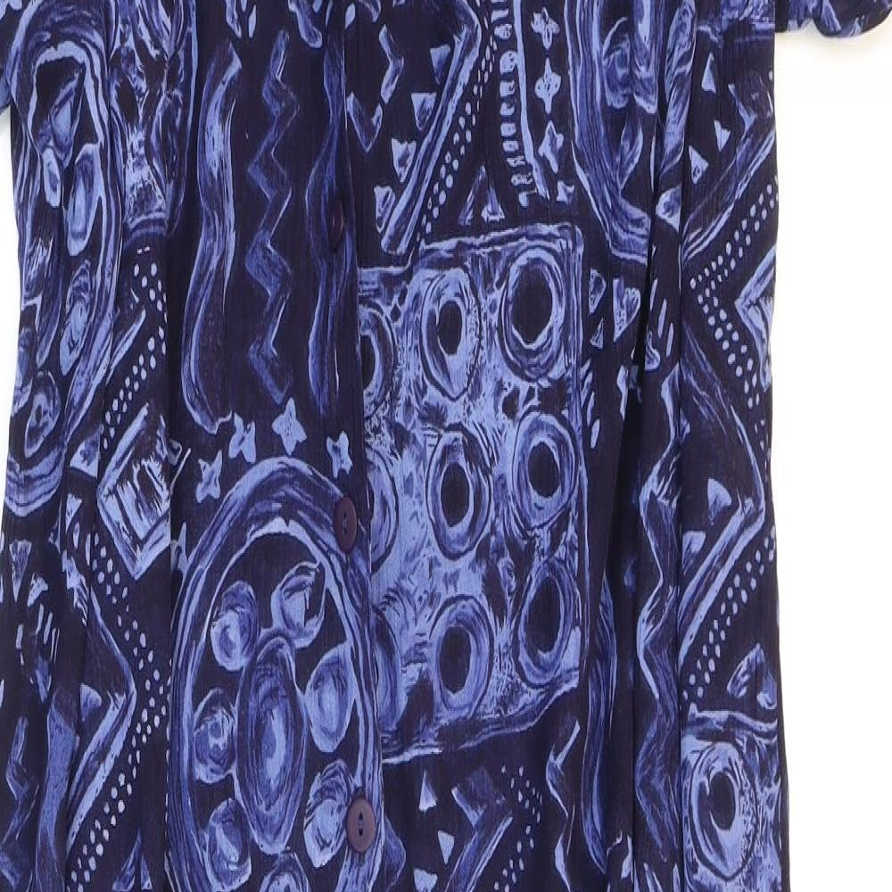 Hamells Womens Blue Geometric Viscose Shirt Dress Size 18 Collared Button