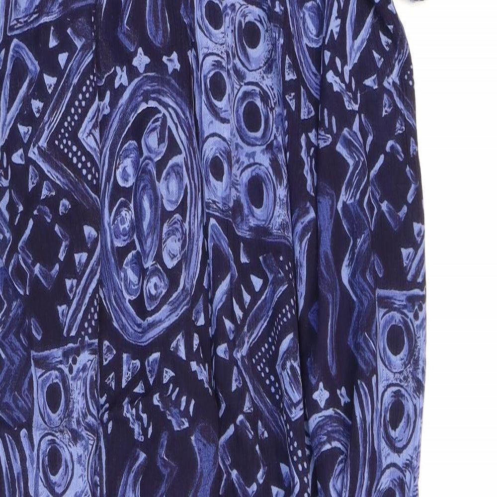 Hamells Womens Blue Geometric Viscose Shirt Dress Size 18 Collared Button