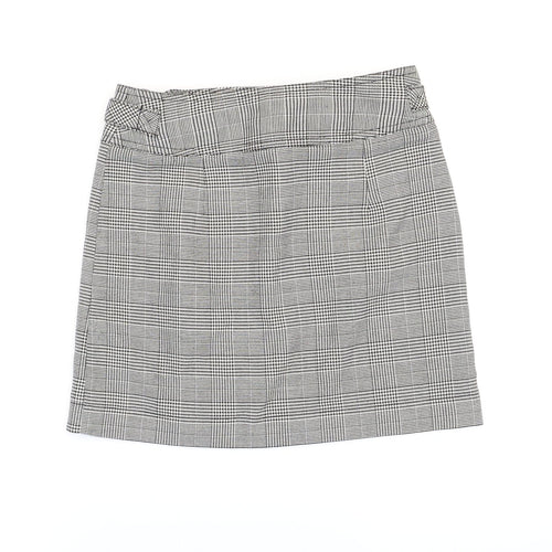 Topshop Womens Grey Plaid Polyester Mini Skirt Size 6 Zip
