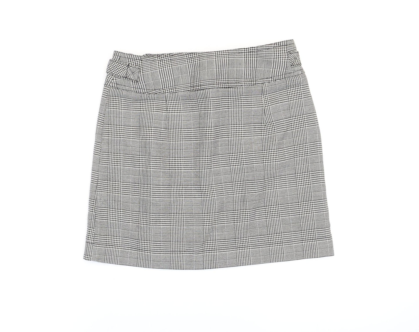 Topshop Womens Grey Plaid Polyester Mini Skirt Size 6 Zip