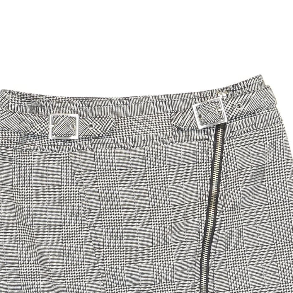 Topshop Womens Grey Plaid Polyester Mini Skirt Size 6 Zip