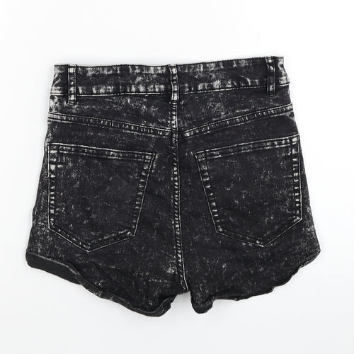 H&M Womens Black Cotton Hot Pants Shorts Size 8 L3 in Regular Zip