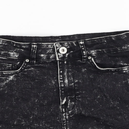 H&M Womens Black Cotton Hot Pants Shorts Size 8 L3 in Regular Zip