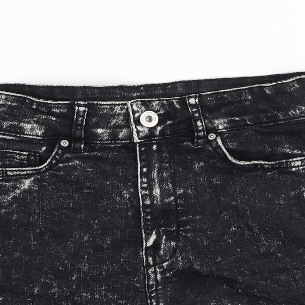 H&M Womens Black Cotton Hot Pants Shorts Size 8 L3 in Regular Zip