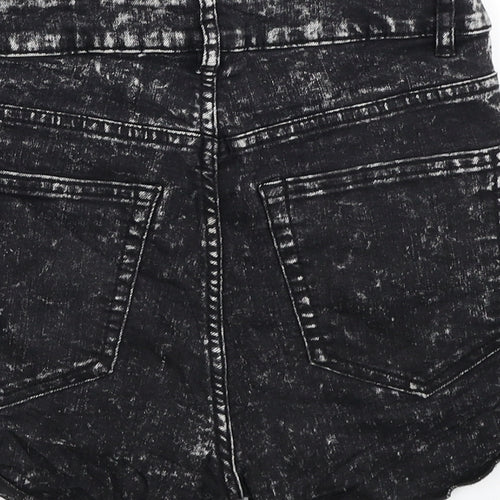 H&M Womens Black Cotton Hot Pants Shorts Size 8 L3 in Regular Zip