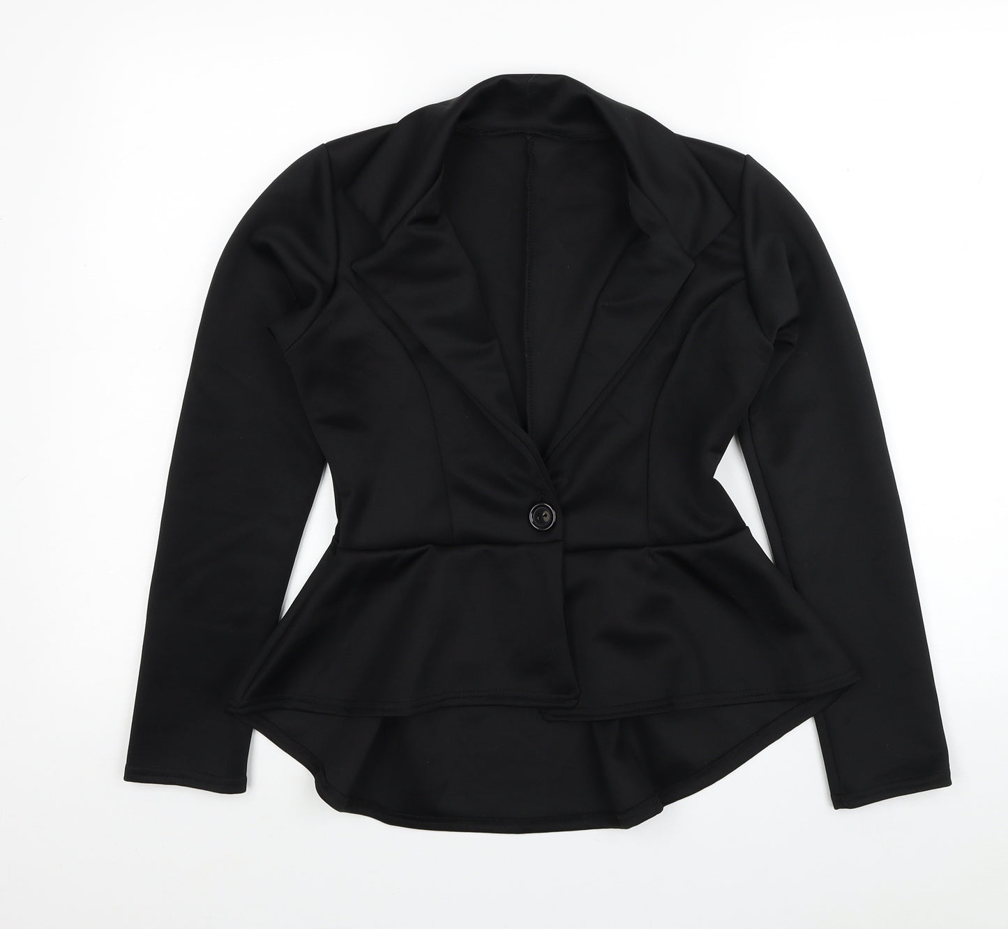 Preworn Womens Black Jacket Blazer Size 12 Button