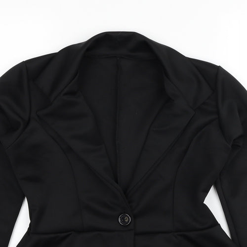 Preworn Womens Black Jacket Blazer Size 12 Button