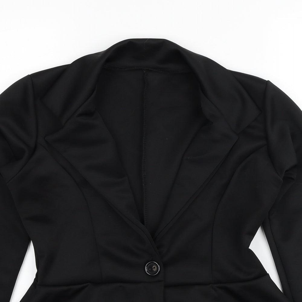 Preworn Womens Black Jacket Blazer Size 12 Button