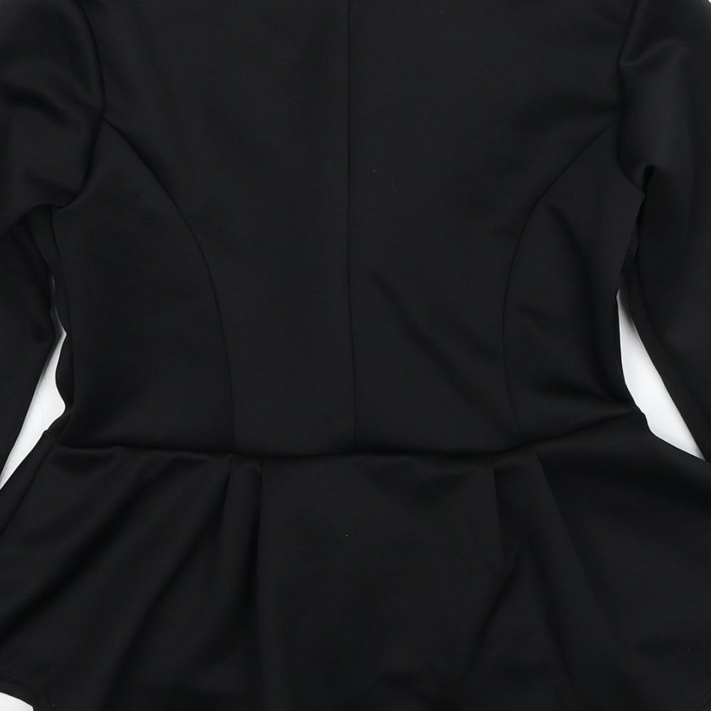 Preworn Womens Black Jacket Blazer Size 12 Button