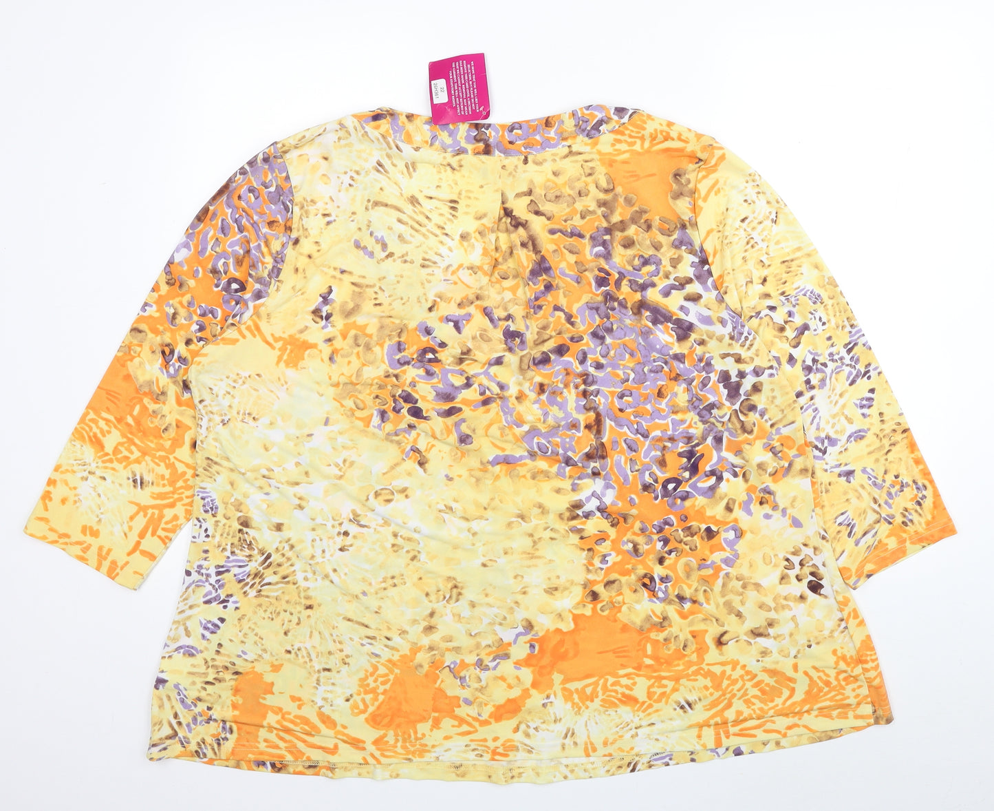 Together Womens Yellow Geometric Polyester Basic Blouse Size 22 Scoop Neck