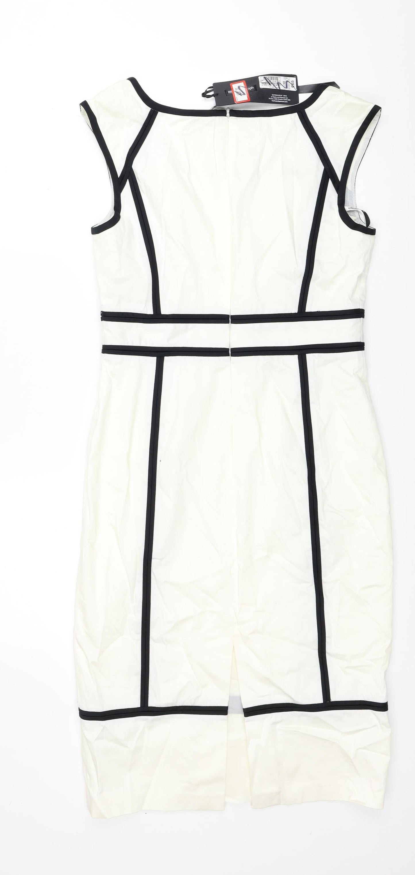 Marks and Spencer Womens White Cotton A-Line Size 10 Square Neck Zip