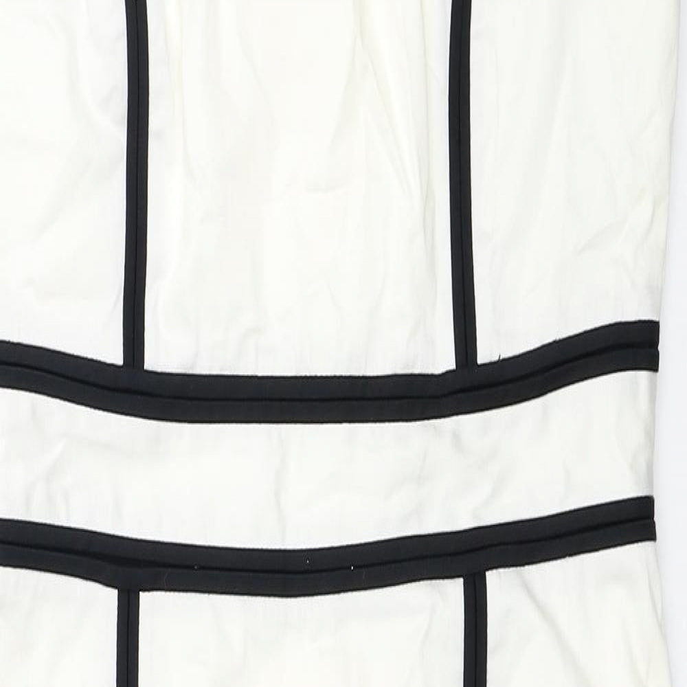 Marks and Spencer Womens White Cotton A-Line Size 10 Square Neck Zip