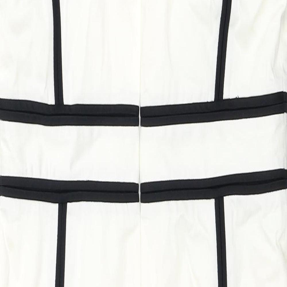 Marks and Spencer Womens White Cotton A-Line Size 10 Square Neck Zip