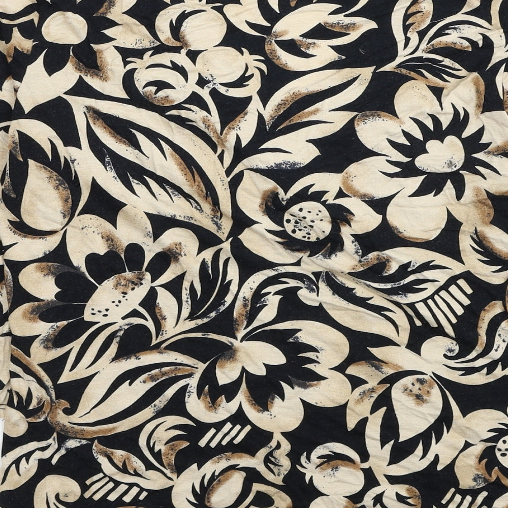 Wallis Womens Beige Floral Viscose Basic Blouse Size 14 V-Neck