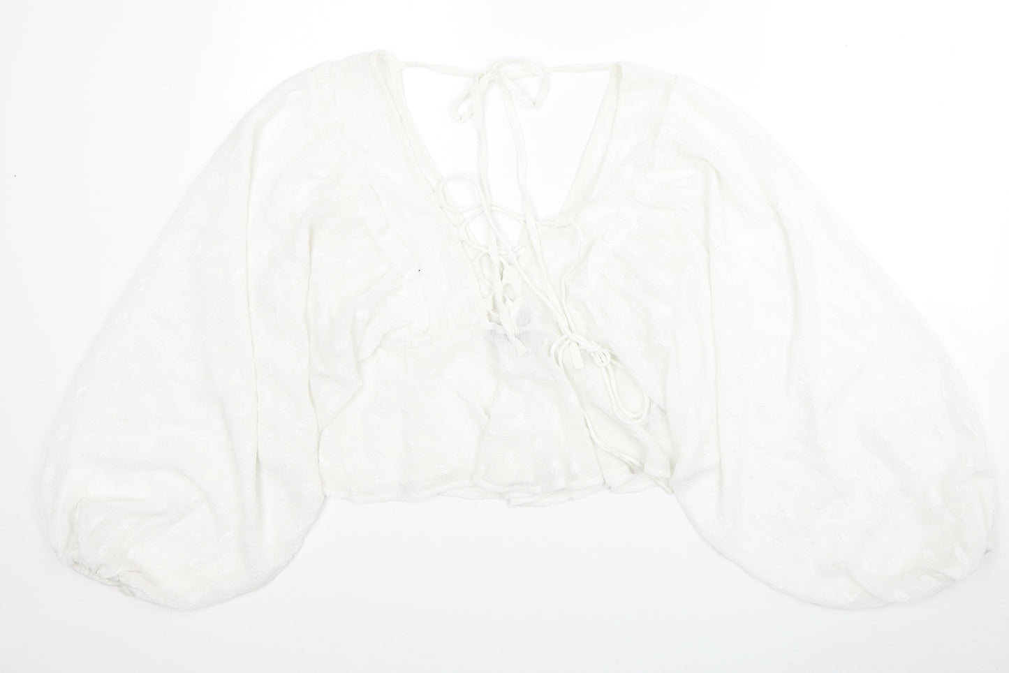 ASOS Womens White Geometric Polyester Basic Blouse Size 6 V-Neck