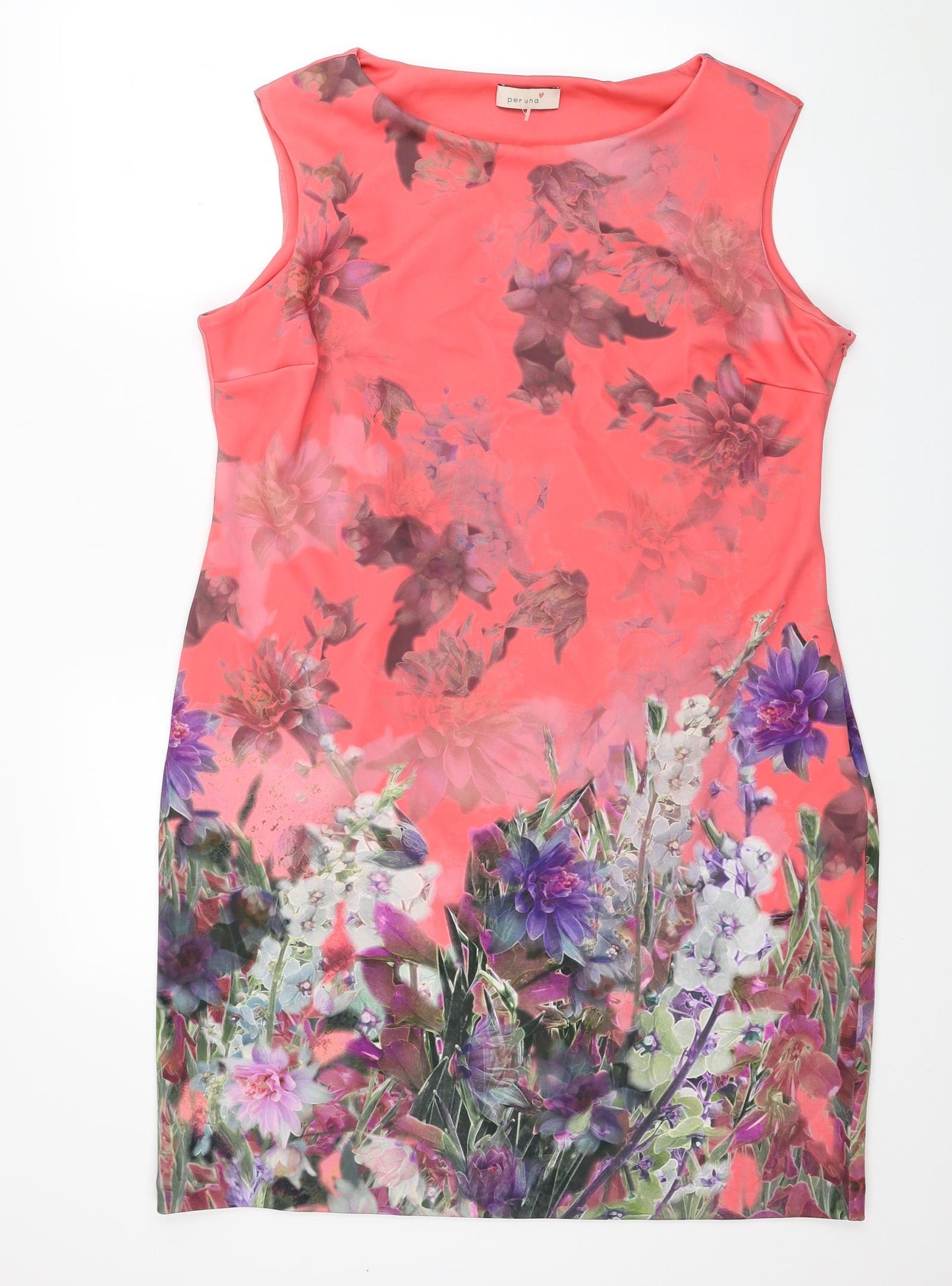 Marks and Spencer Womens Pink Floral Polyester Sheath Size 20 Boat Neck Pullover