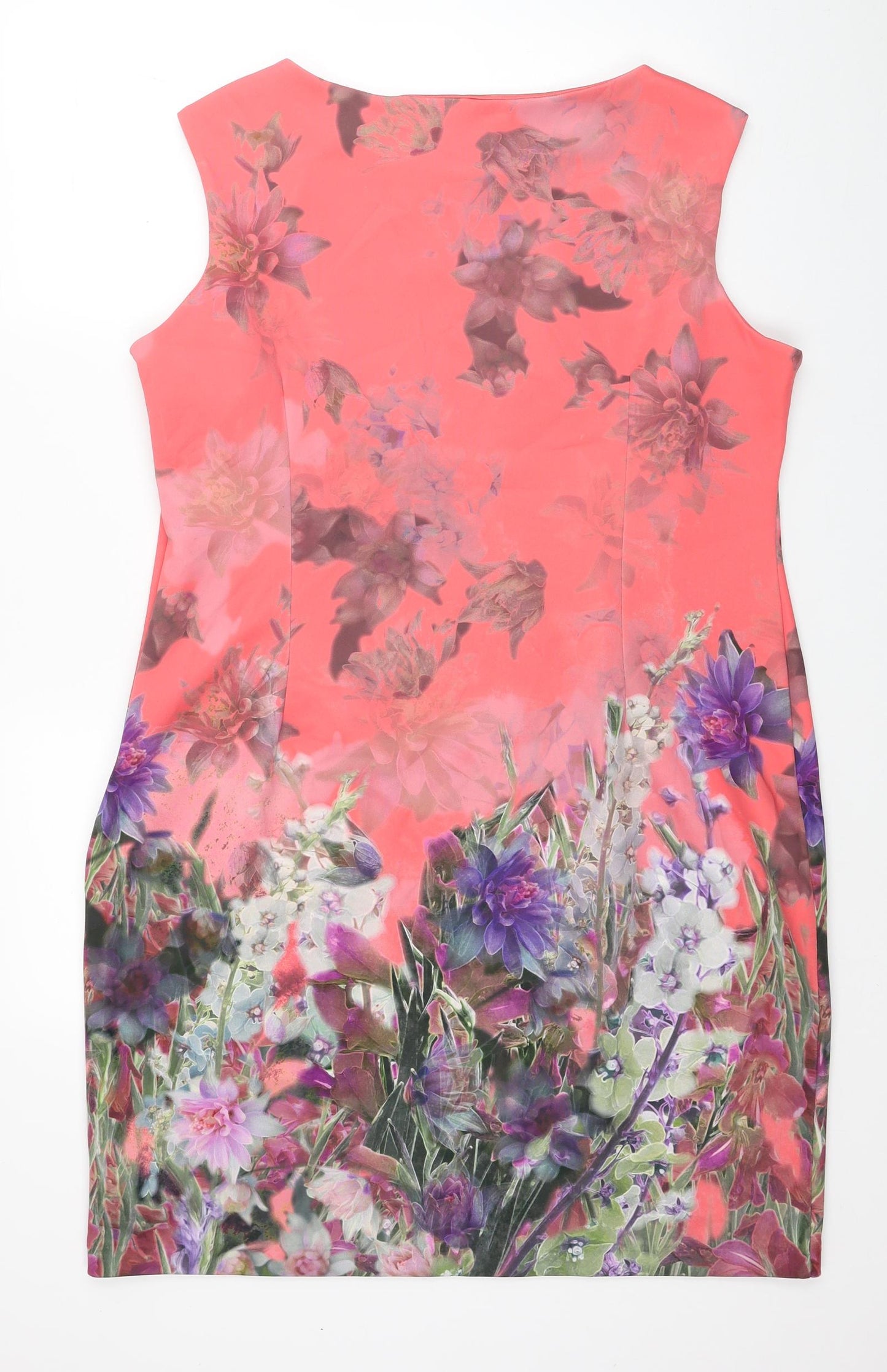 Marks and Spencer Womens Pink Floral Polyester Sheath Size 20 Boat Neck Pullover