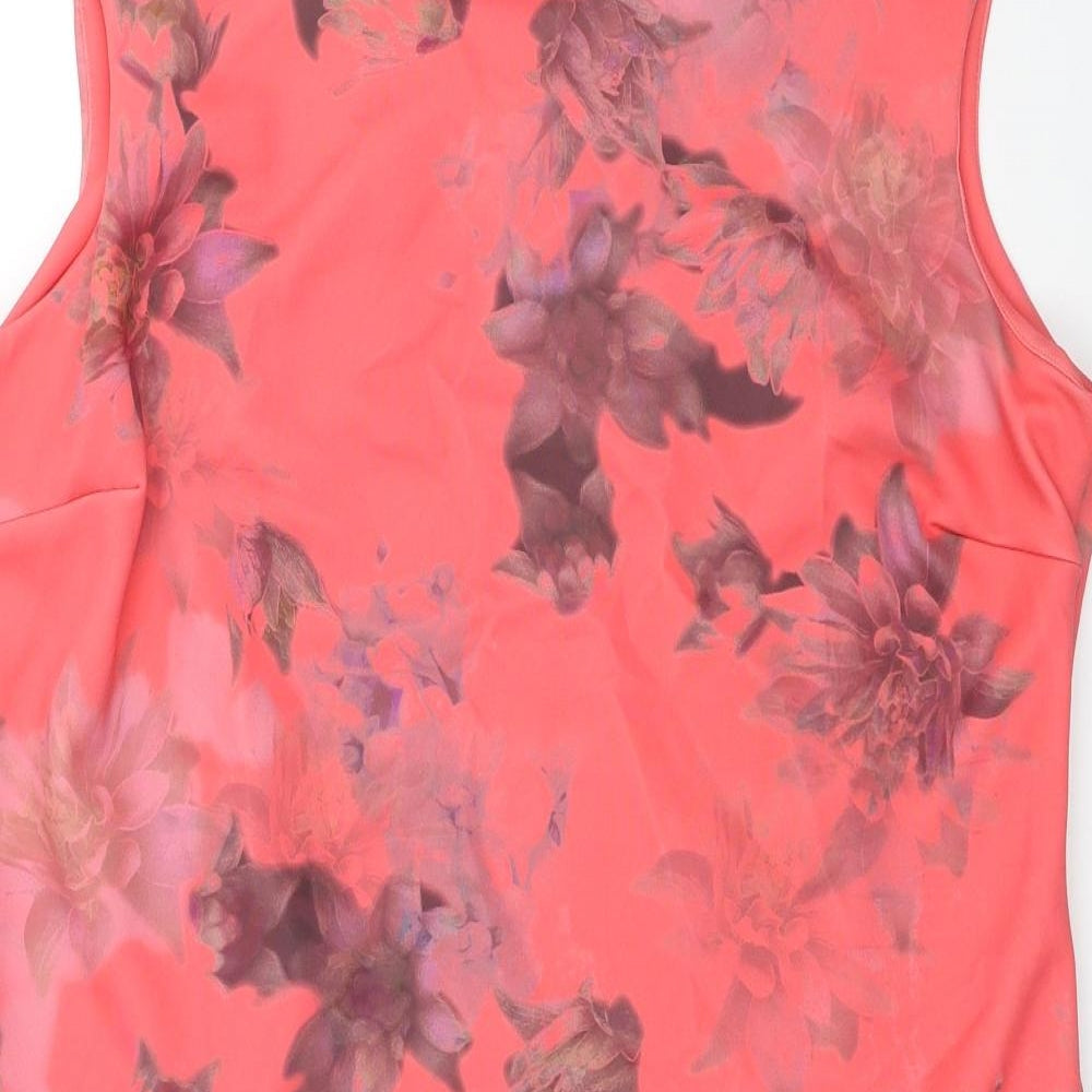 Marks and Spencer Womens Pink Floral Polyester Sheath Size 20 Boat Neck Pullover