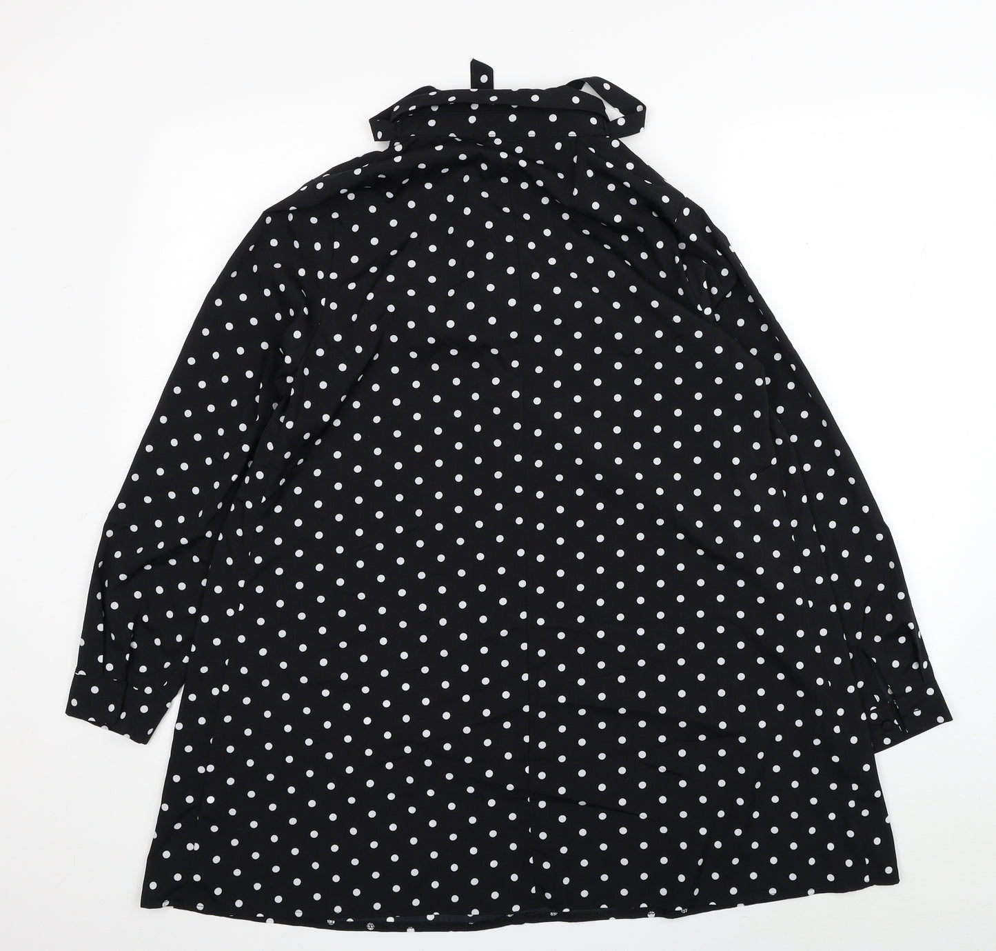 Glamorous Womens Black Polka Dot Polyester Shirt Dress Size M Collared Button