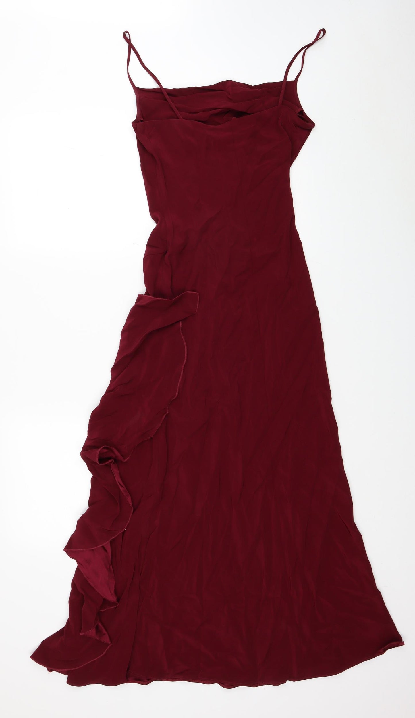 Debut Womens Red Acetate Slip Dress Size 8 Square Neck Zip
