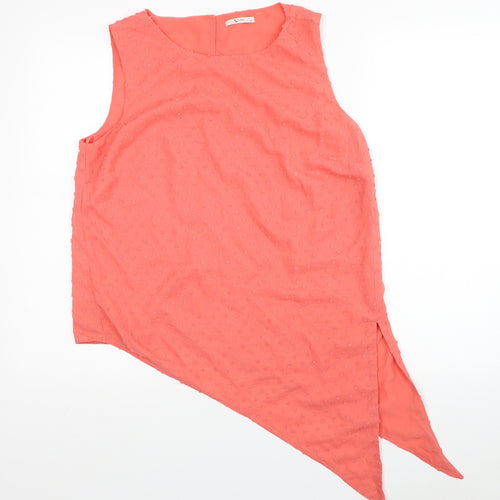 TU Womens Pink Polyester Basic Blouse Size 12 Boat Neck - Asymmetric