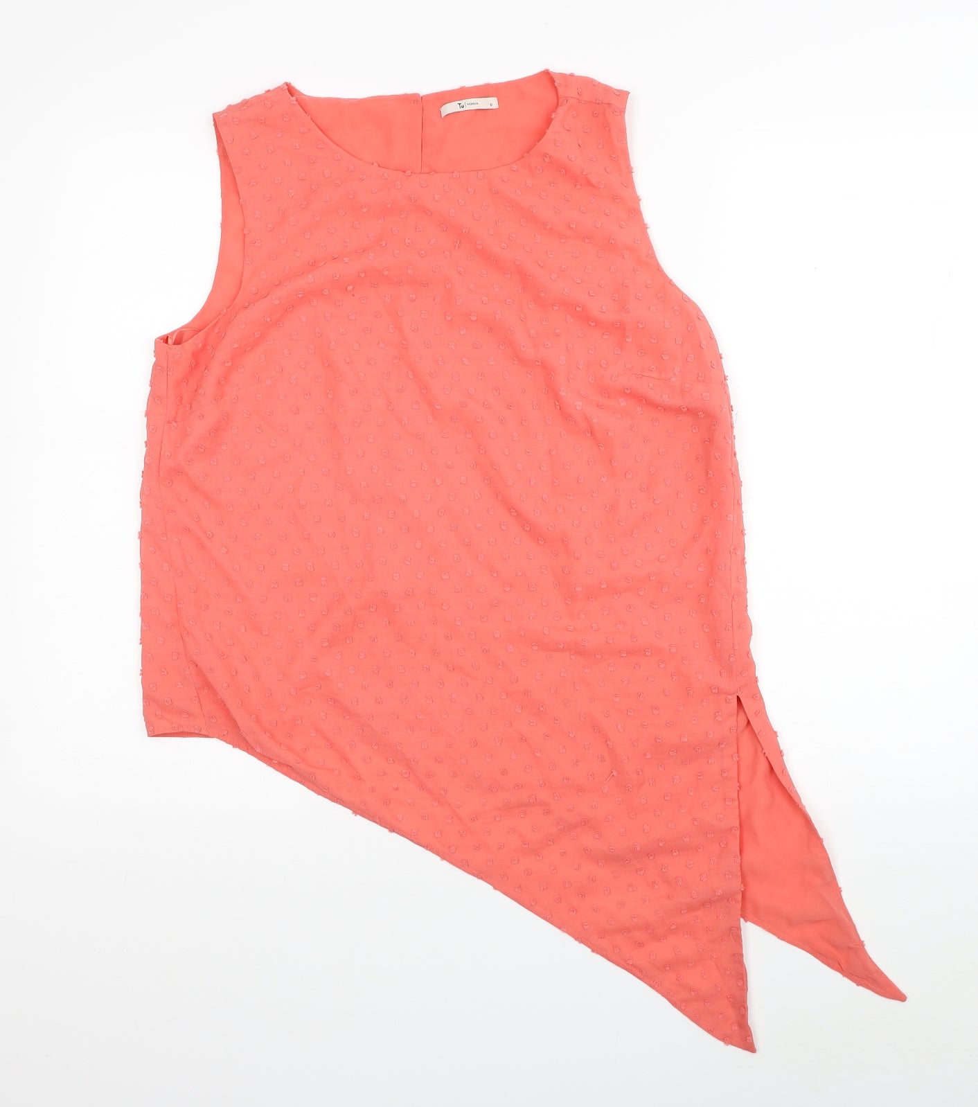 TU Womens Pink Polyester Basic Blouse Size 12 Boat Neck - Asymmetric