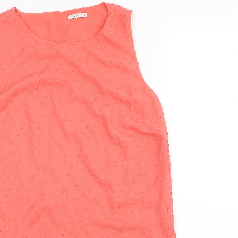 TU Womens Pink Polyester Basic Blouse Size 12 Boat Neck - Asymmetric