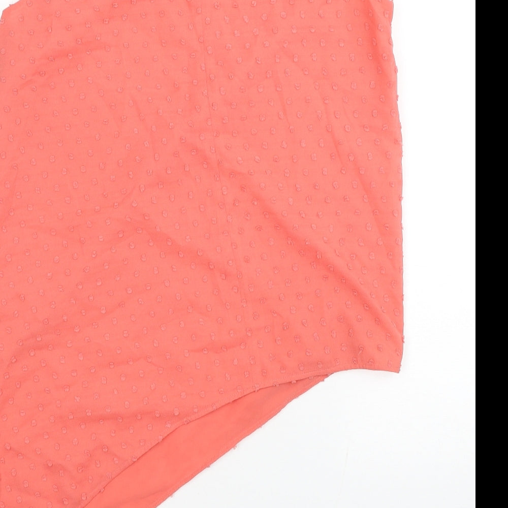 TU Womens Pink Polyester Basic Blouse Size 12 Boat Neck - Asymmetric
