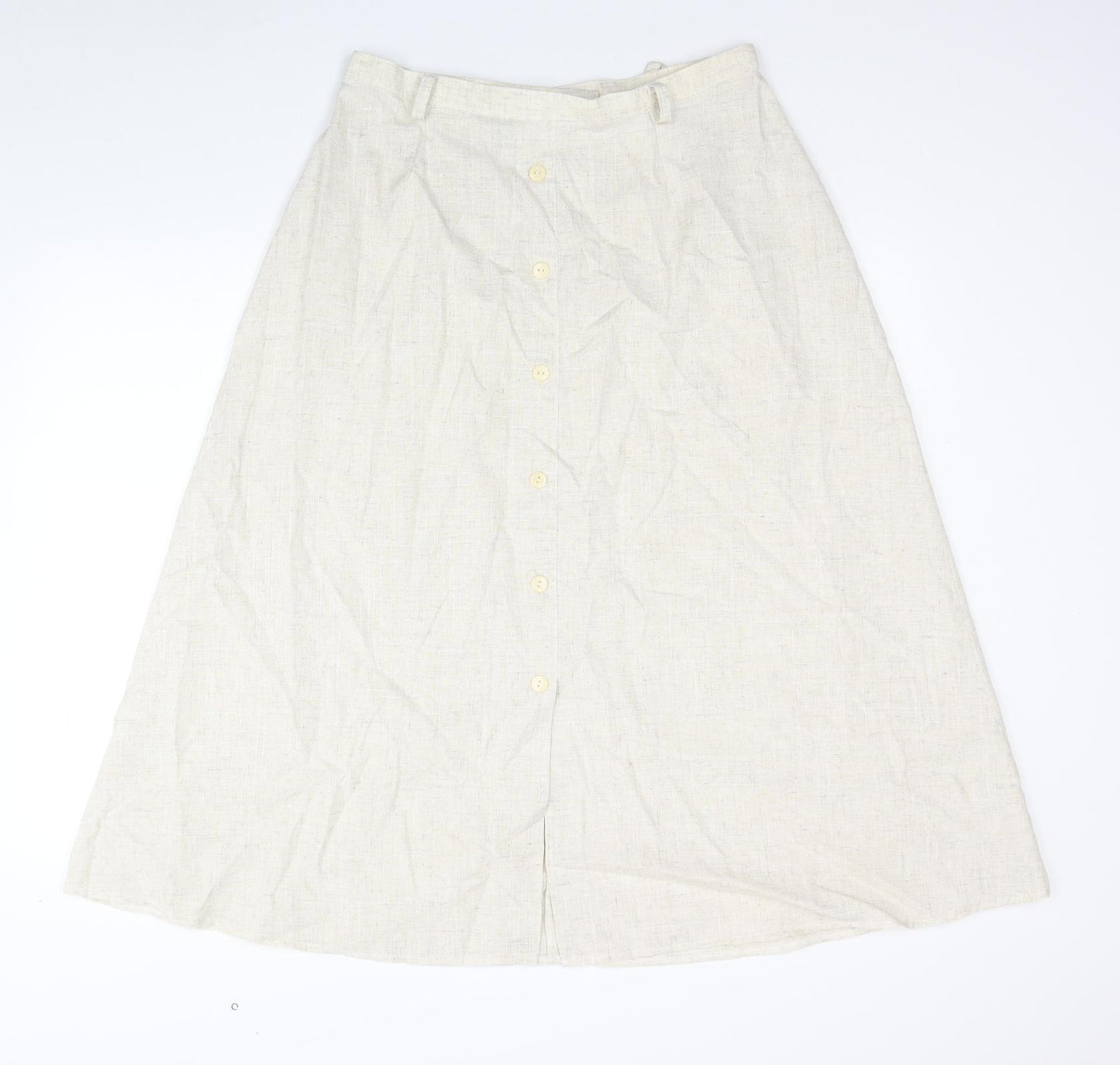 First Avenue Womens Beige Polyester A-Line Skirt Size 16 Button