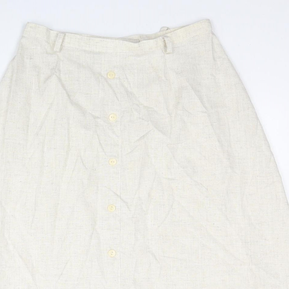 First Avenue Womens Beige Polyester A-Line Skirt Size 16 Button