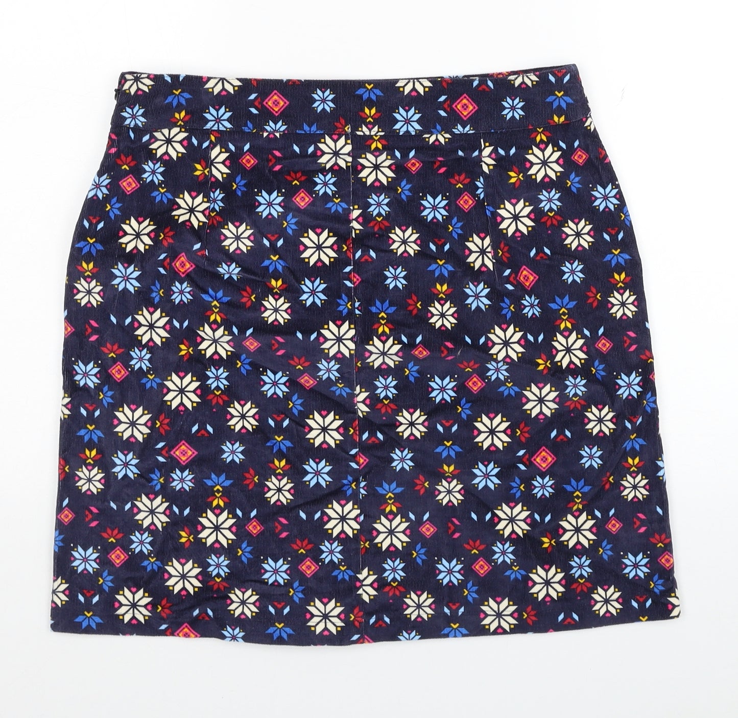 TU Womens Blue Geometric Cotton Mini Skirt Size 10 Zip