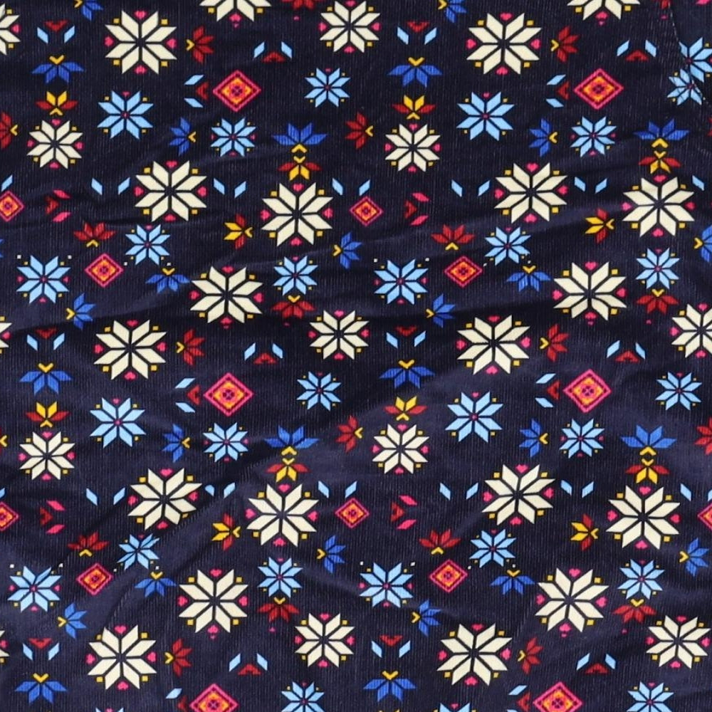 TU Womens Blue Geometric Cotton Mini Skirt Size 10 Zip