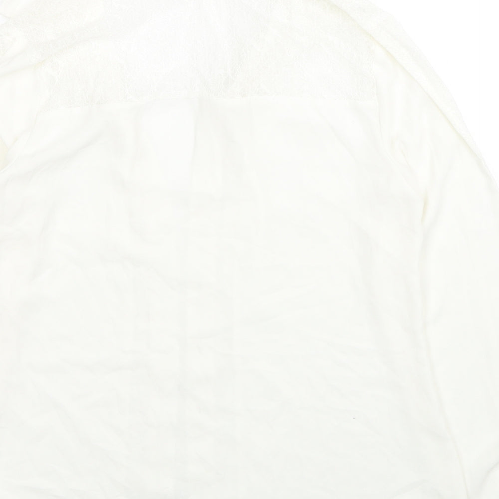 Warehouse Womens White Polyester Basic Blouse Size 10 Collared - Lace Detail