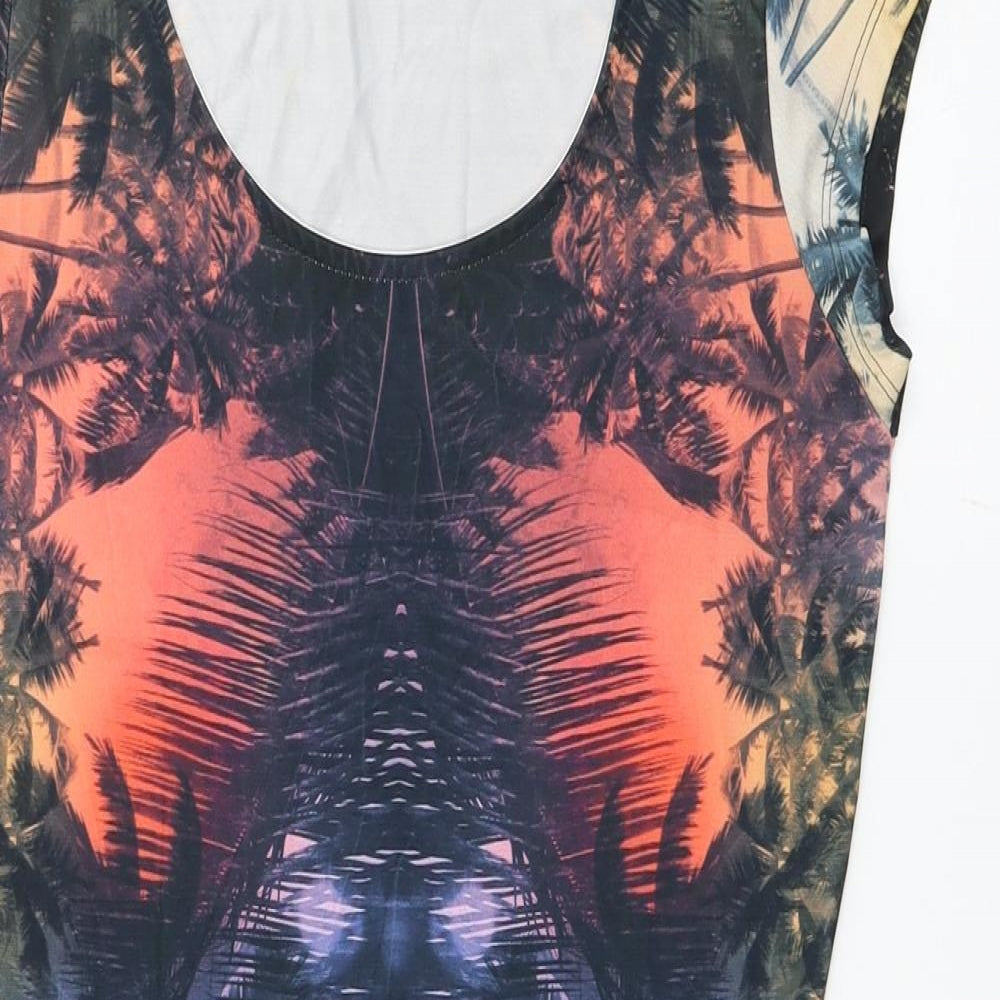 River Island Womens Multicoloured Floral Polyester Bodycon Size 10 Scoop Neck Pullover