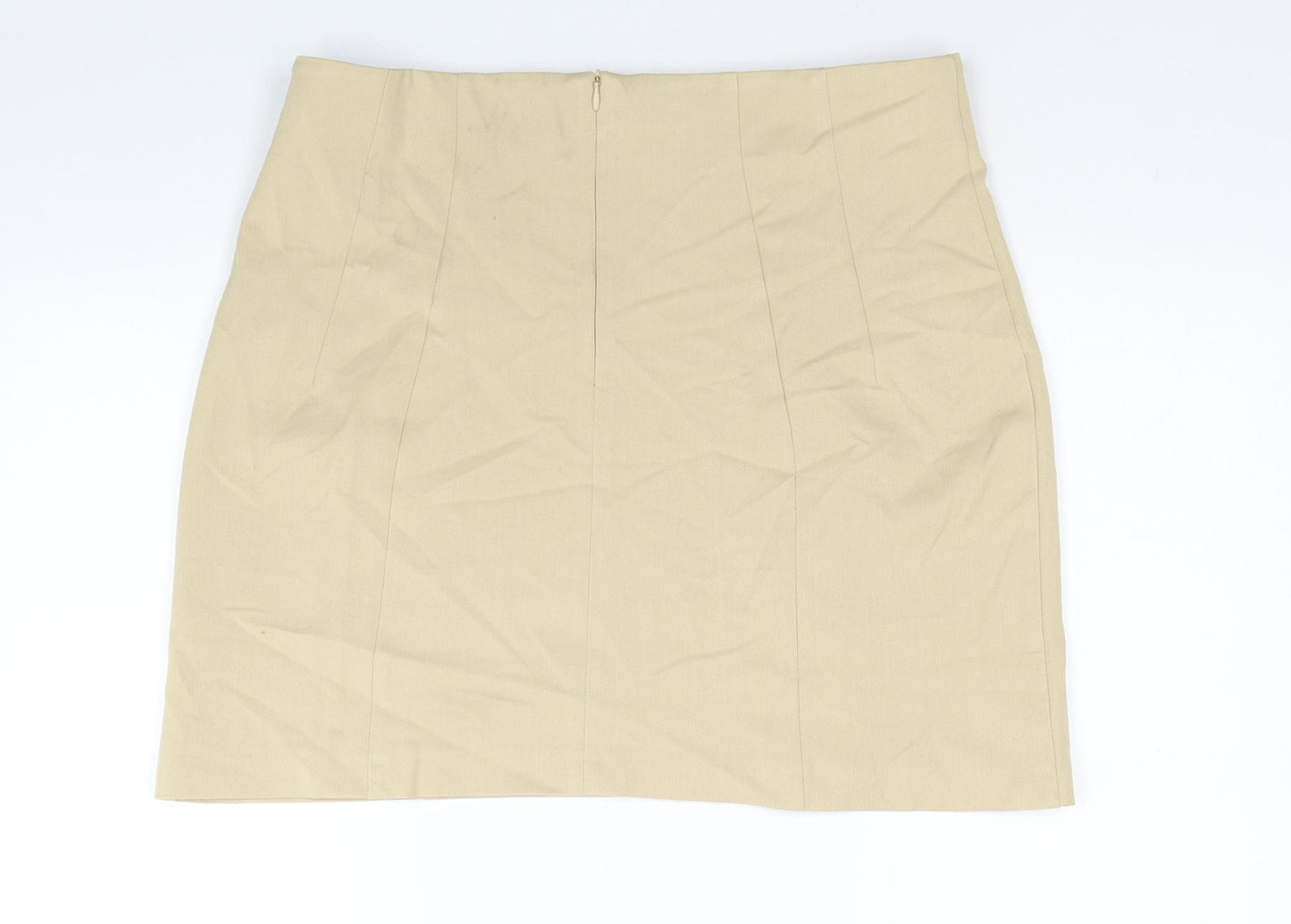 Miss Selfridge Womens Beige Polyester A-Line Skirt Size 16 Zip