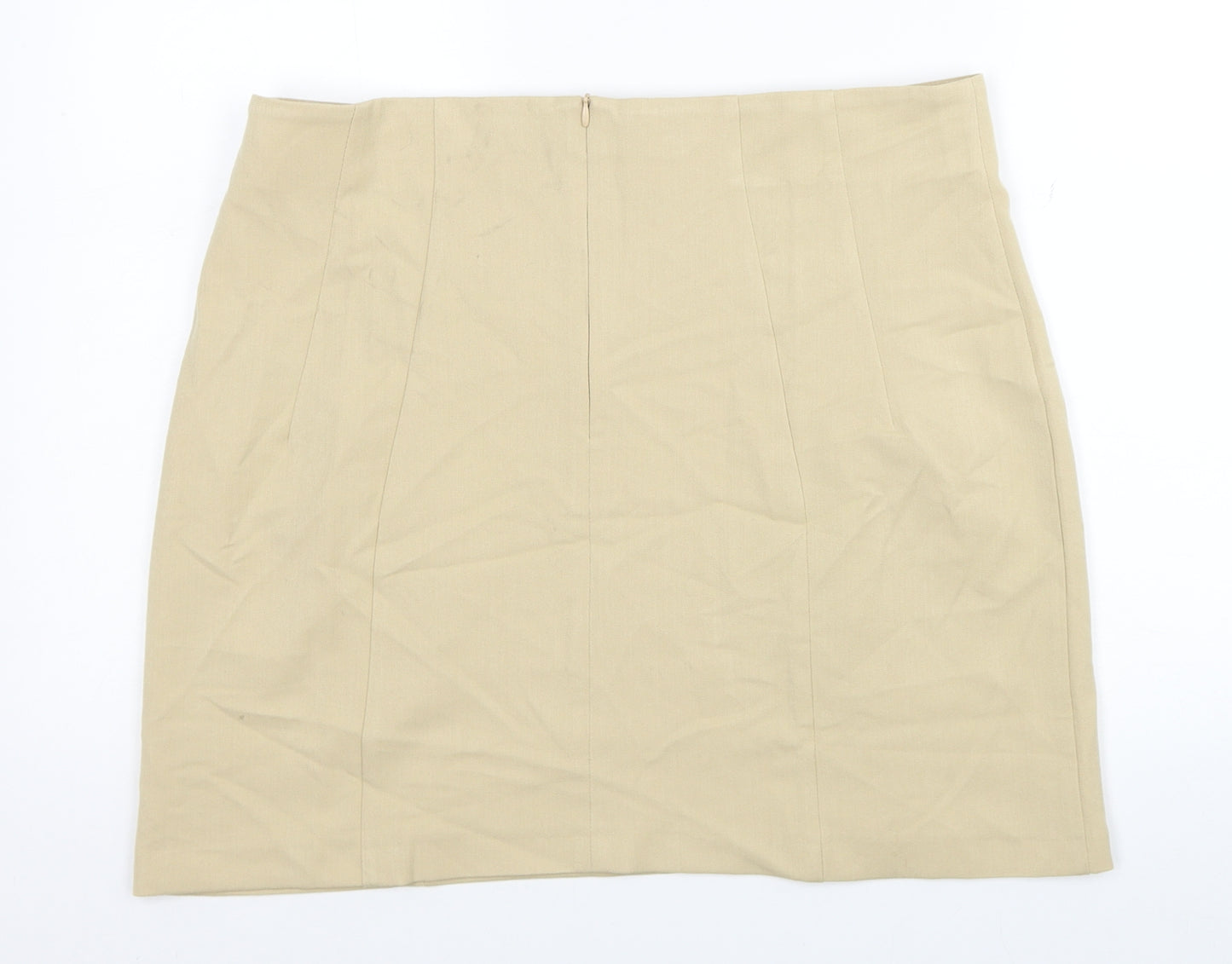 Miss Selfridge Womens Beige Polyester A-Line Skirt Size 16 Zip