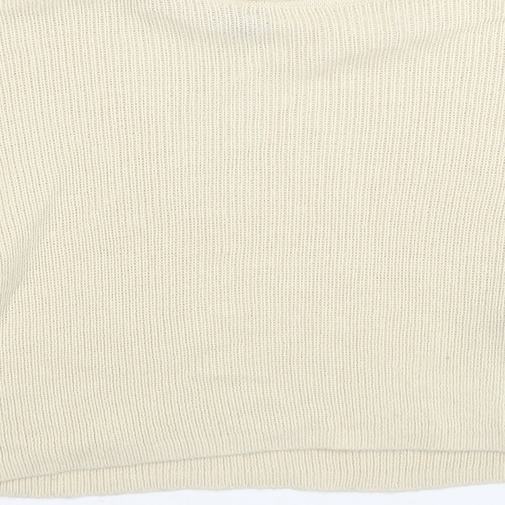 H&M Womens Beige Roll Neck Acrylic Pullover Jumper Size L - Cropped