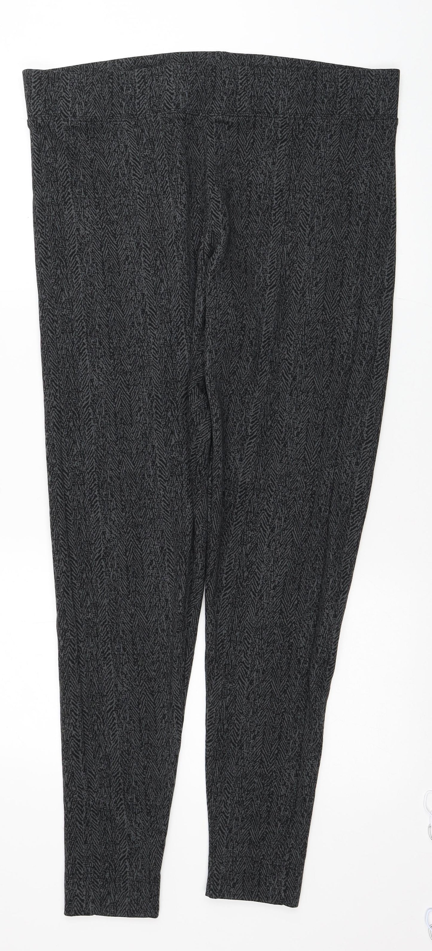 Marks and Spencer Womens Grey Geometric Polyester Jegging Leggings Size 18 L30 in