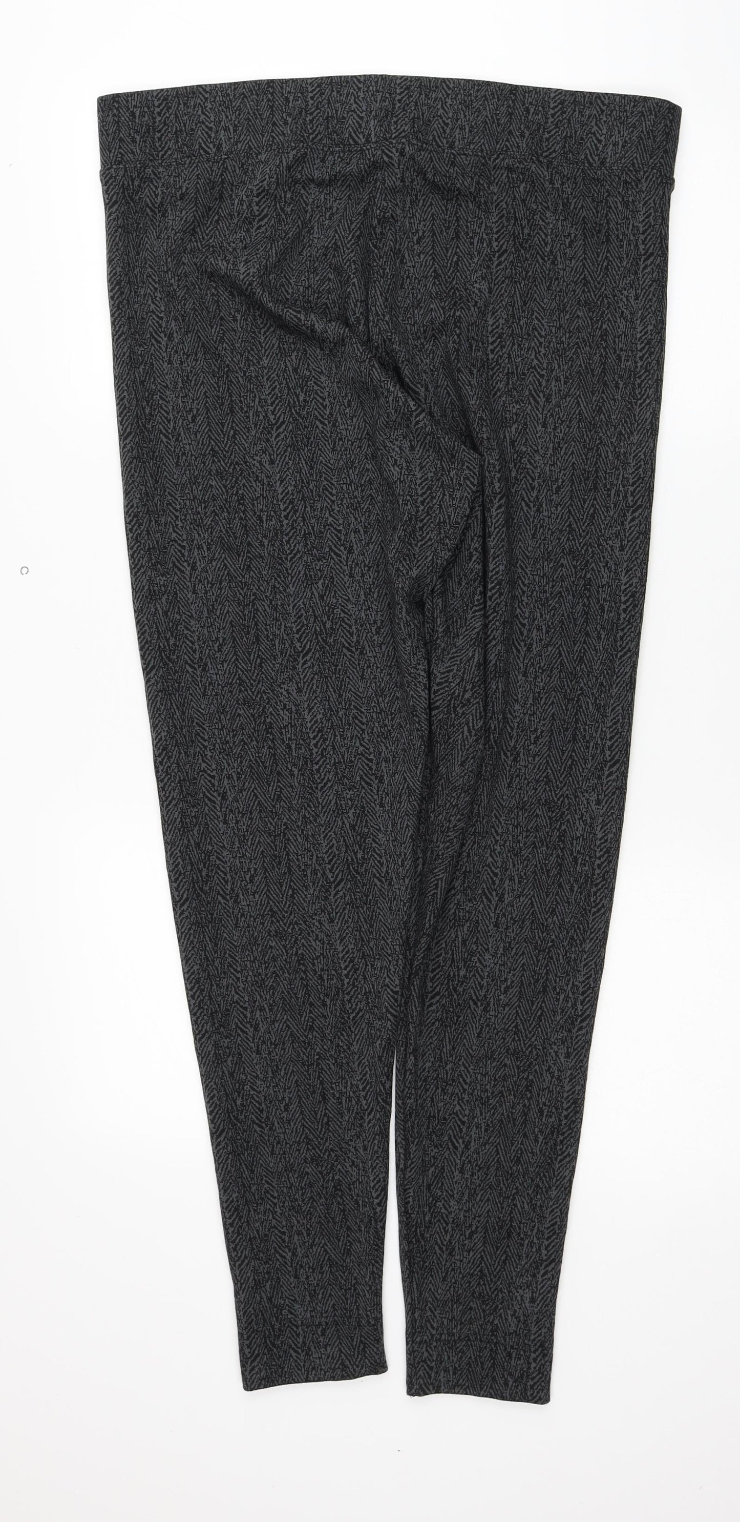 Marks and Spencer Womens Grey Geometric Polyester Jegging Leggings Size 18 L30 in