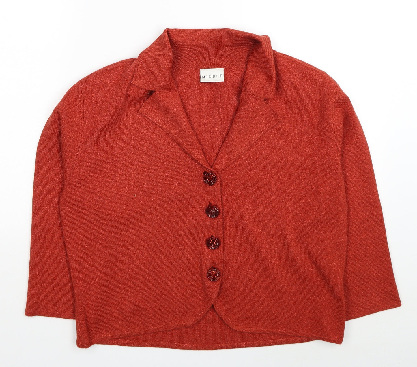Minuet Womens Red V-Neck Viscose Cardigan Jumper Size 16