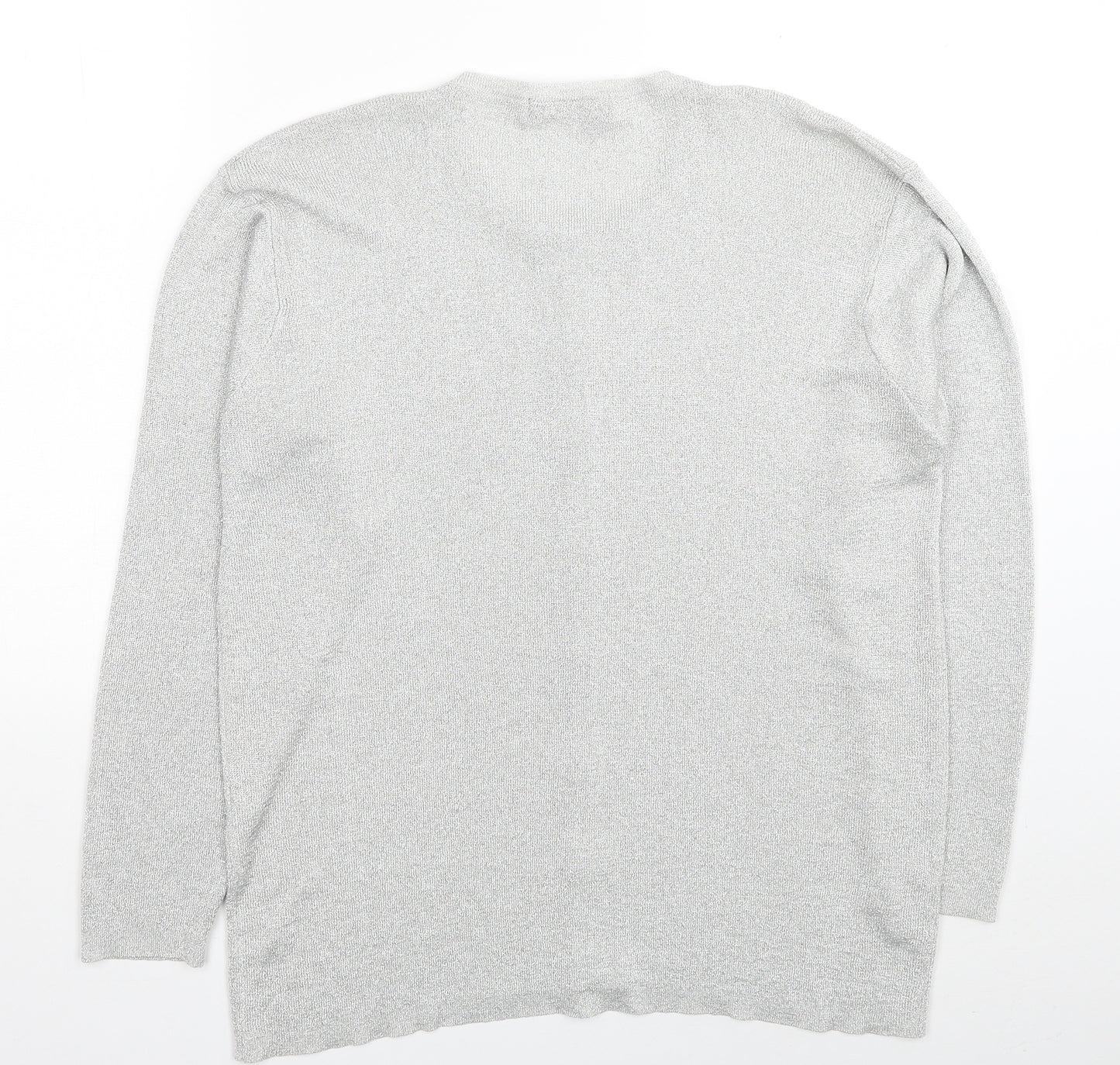 George Womens Silver Scoop Neck Viscose Cardigan Jumper Size 16