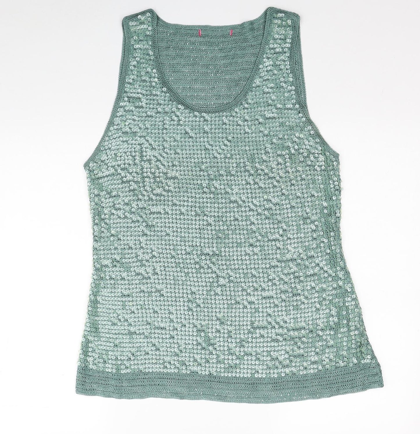 Preworn Womens Green Viscose Basic Tank Size 18 Scoop Neck