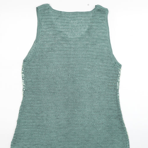 Preworn Womens Green Viscose Basic Tank Size 18 Scoop Neck