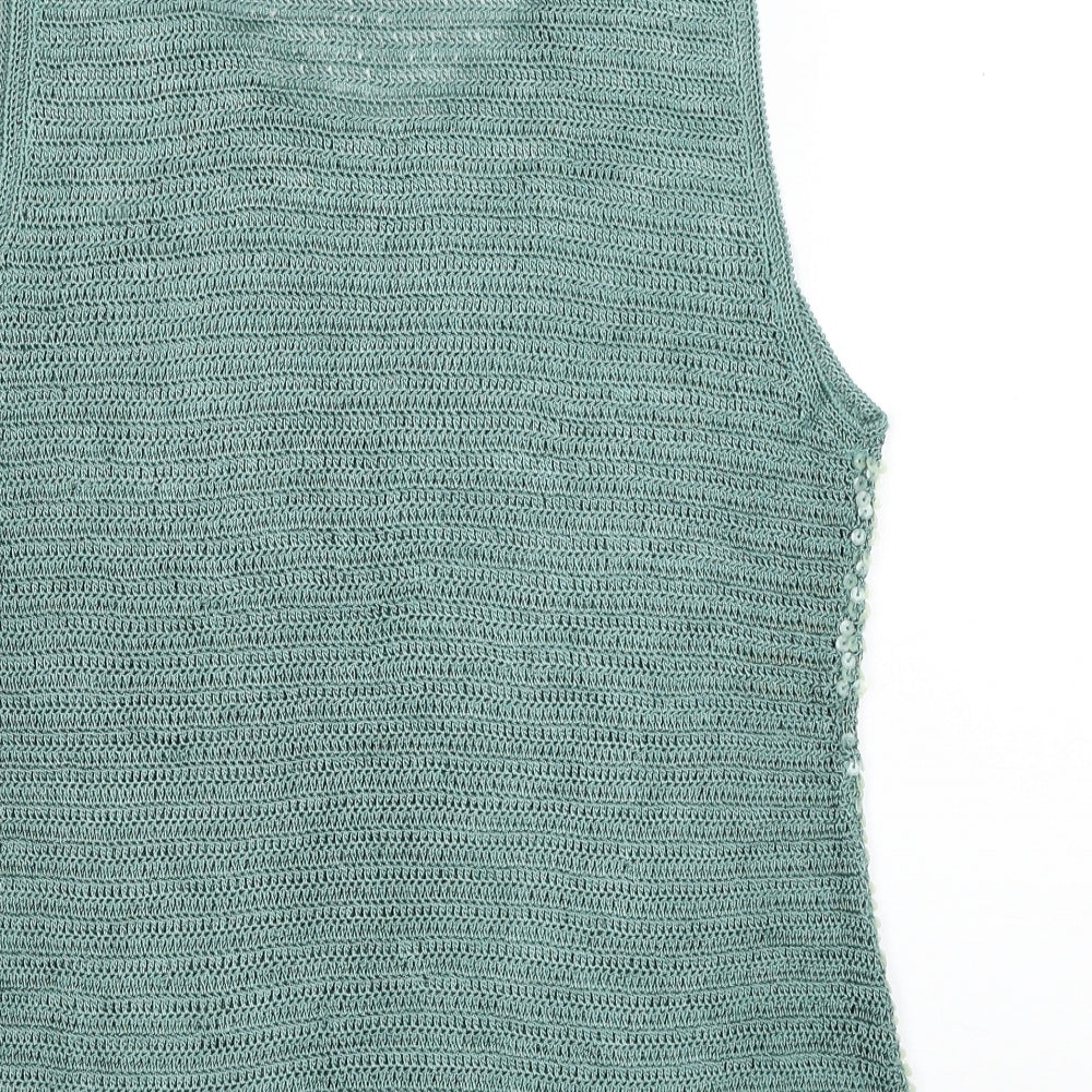 Preworn Womens Green Viscose Basic Tank Size 18 Scoop Neck