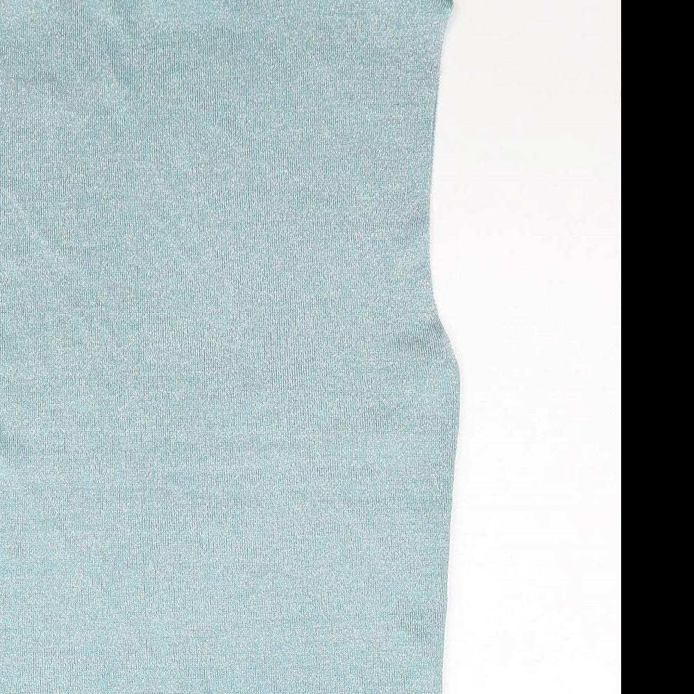 Wallis Womens Blue Viscose Basic Tank Size 14 High Neck
