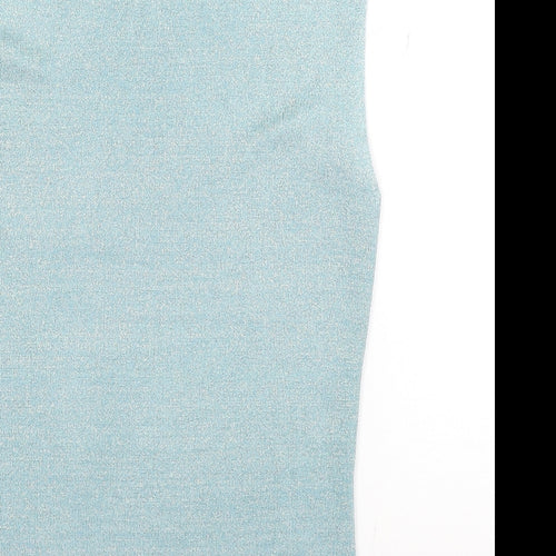 Wallis Womens Blue Viscose Basic Tank Size 14 High Neck